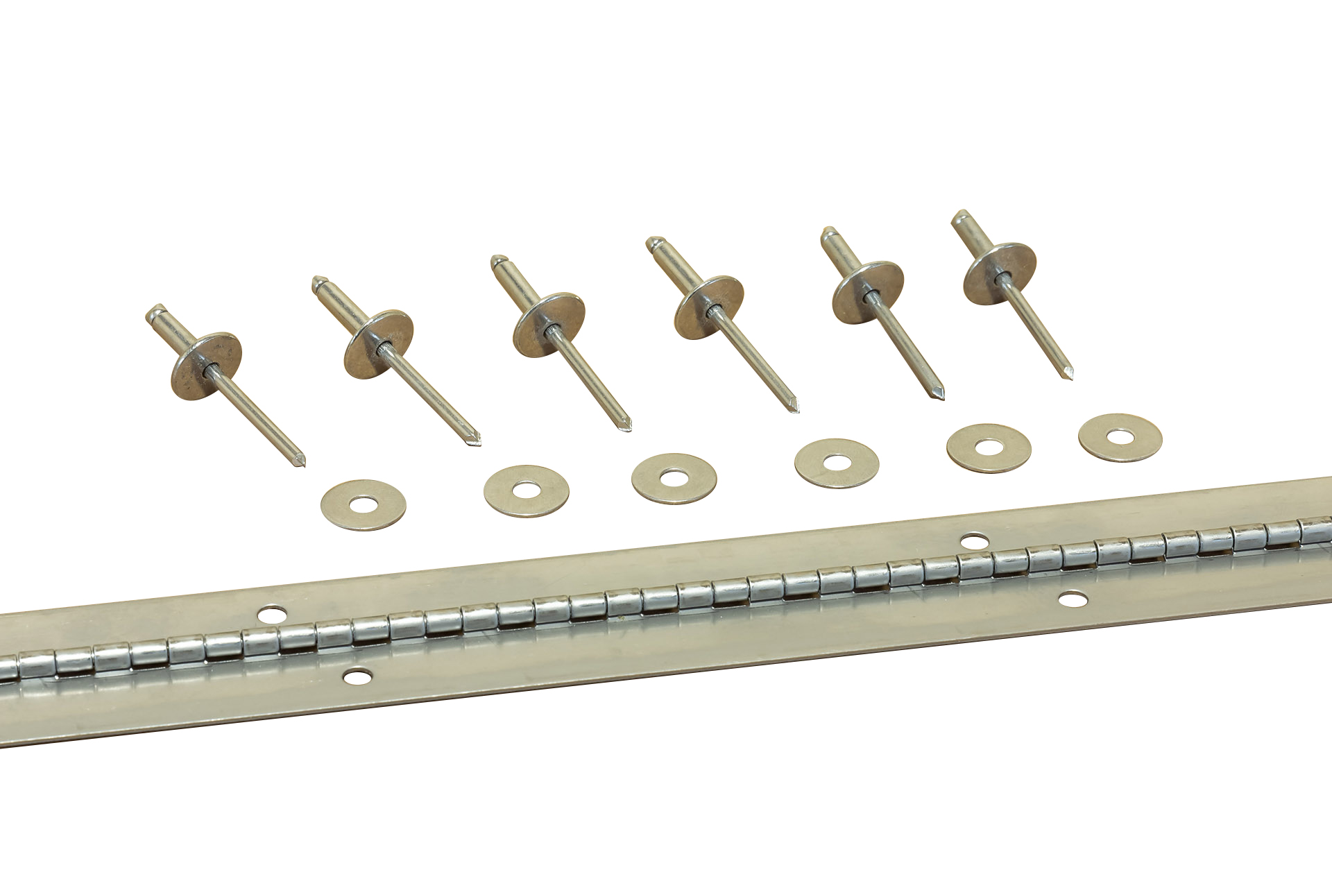 Stainless Steel Piano Hinge with Rivets and Washers